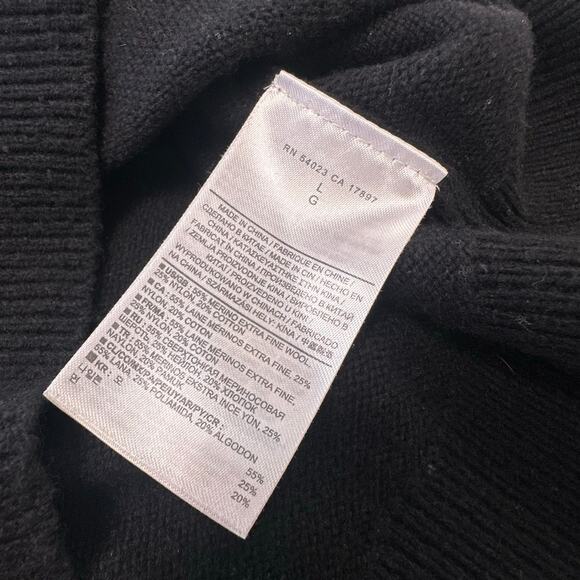 Banana Republic Black Gray 3 Tone Striped Mens L Merino Wool Blend Sweater - Picture 5 of 10